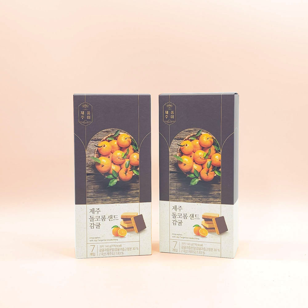 제주 돌코롬 샌드 감귤 녹차 우도땅콩 웨하스 소 (7개입) 프리미엄 제주기념품 사무실간식 여행선물