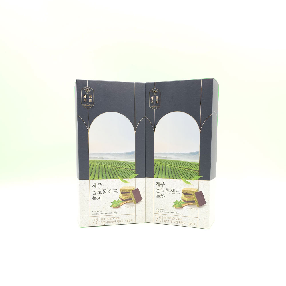 제주 돌코롬 샌드 감귤 녹차 우도땅콩 웨하스 소 (7개입) 프리미엄 제주기념품 사무실간식 여행선물