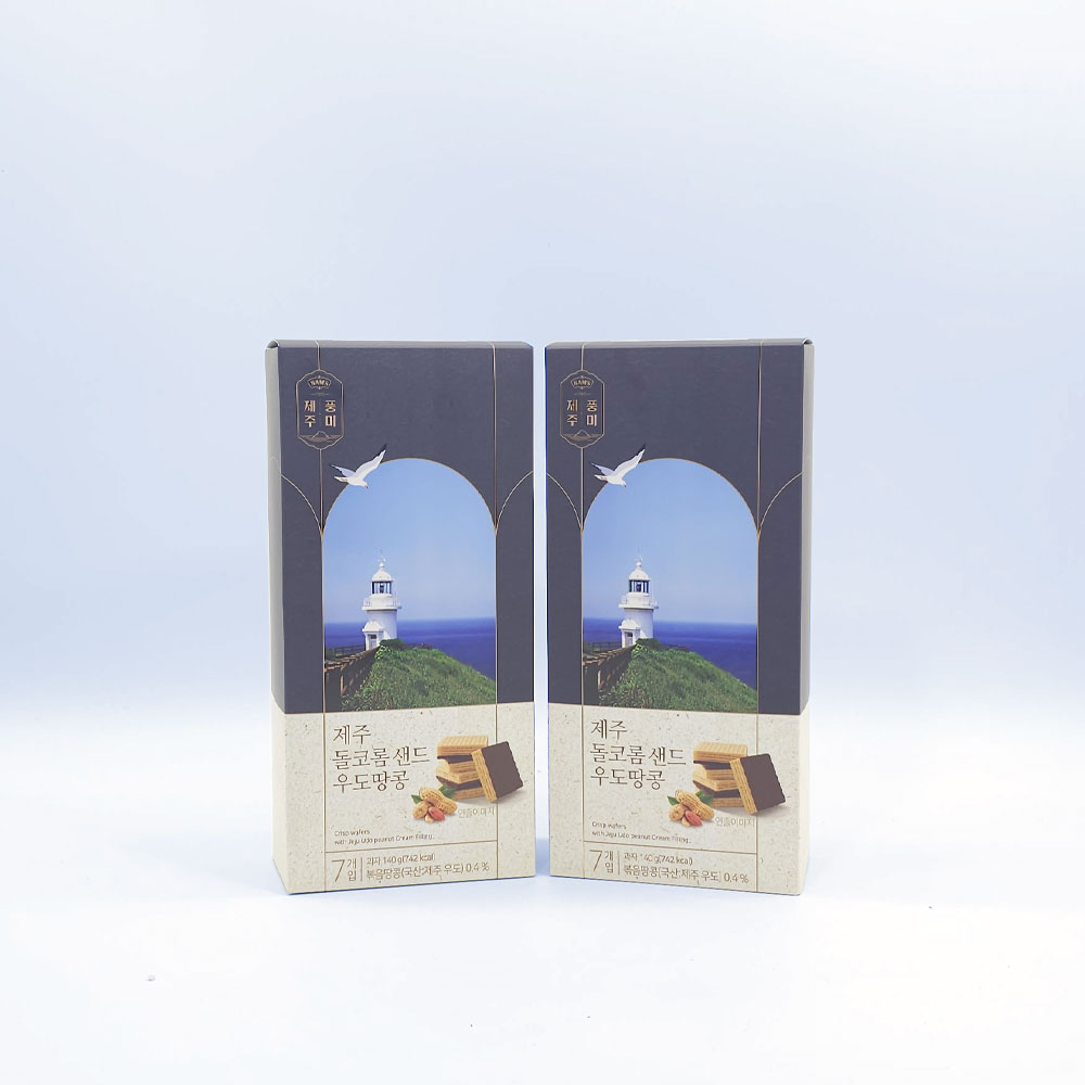 제주 돌코롬 샌드 감귤 녹차 우도땅콩 웨하스 소 (7개입) 프리미엄 제주기념품 사무실간식 여행선물