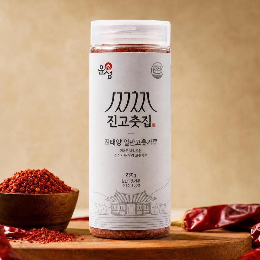 국산 햇고춧가루 태양초 고춧가루 230g(보통굵기 보통맛)