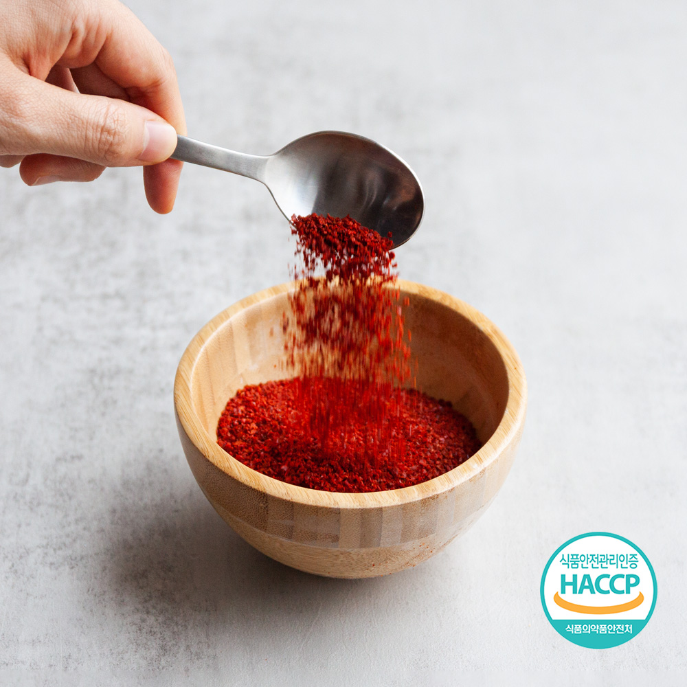HACCP 국산100% 보통맛 굵은 고춧가루 (12메시) 1kg 김치 요리 찌게용 예그린 고추가루