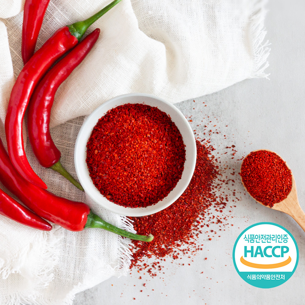 HACCP 국산100% 보통맛 고운 고춧가루 (16메시) 1kg 김치 요리 찌게용 예그린 고추가루