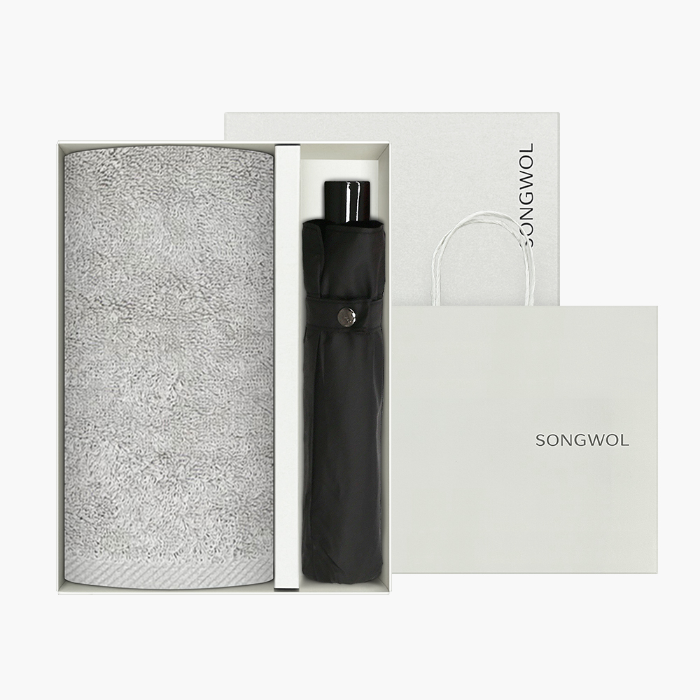 송월 타올우산선물세트(뉴컬러무지1+SW 3단 컬러무지1)+쇼핑백