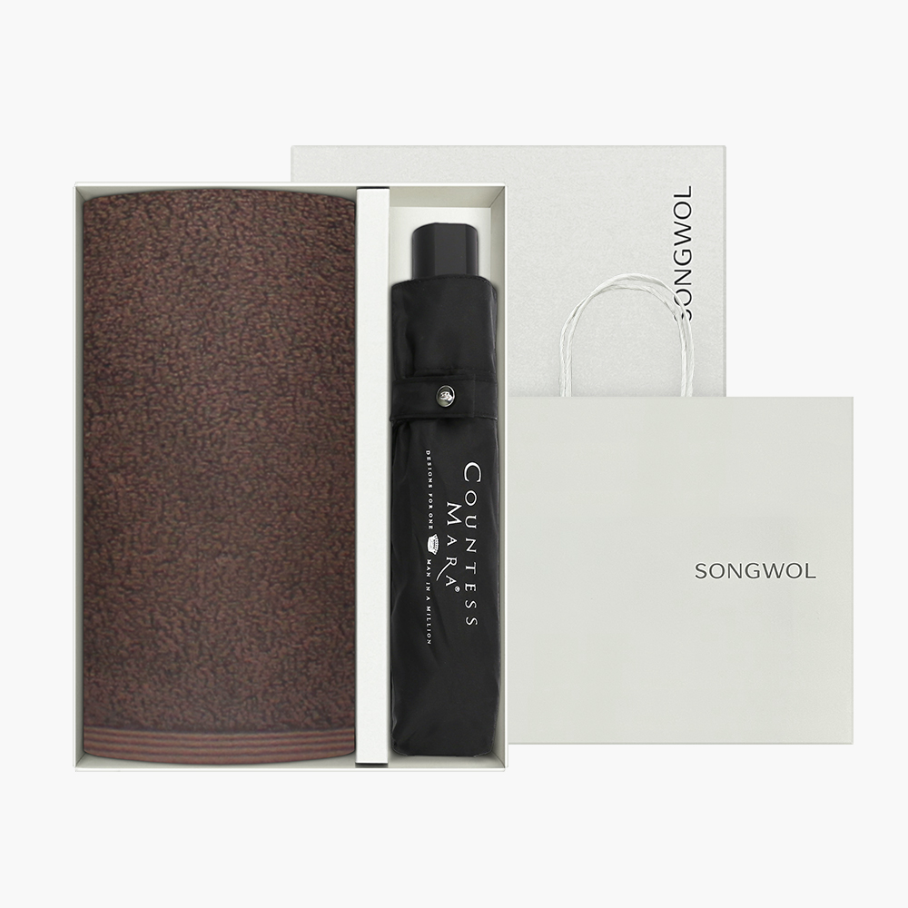 송월 타올우산선물세트(헤비무지1+CM 3단 폰지1)+쇼핑백