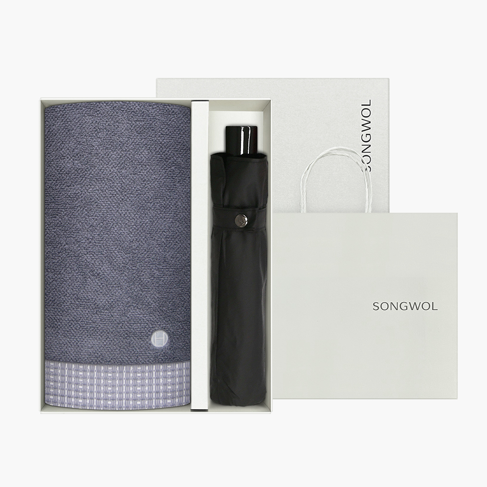 송월 타올우산선물세트(톤1+SW 3단 컬러무지1)+쇼핑백