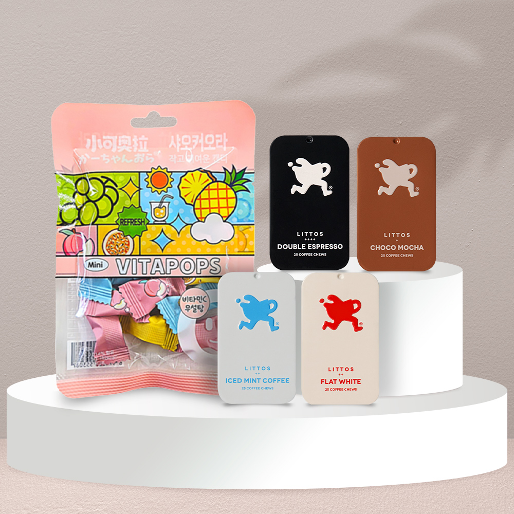 씹어먹는 커피 리토스 커피츄 15gX4통 + 무설탕 비타민C 샤오커오라 캔디 15g X 4봉