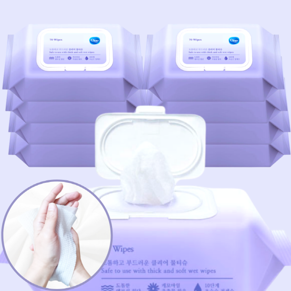 클리어 물티슈 (캡형) 70매 20팩/10팩 아기물티슈 유아물티슈