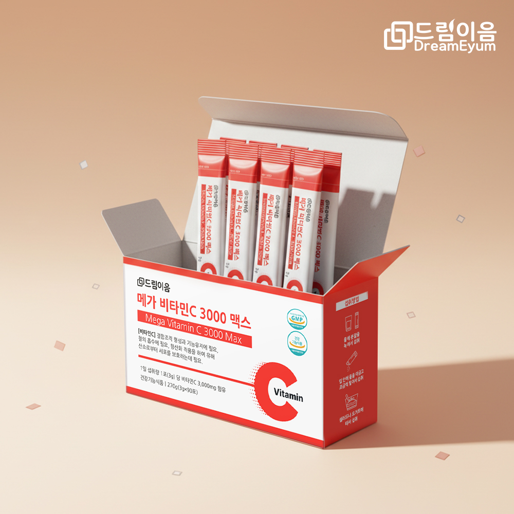 드림이음 메가 비타민C 3000 맥스 3g x 90포 1박스 3개월분