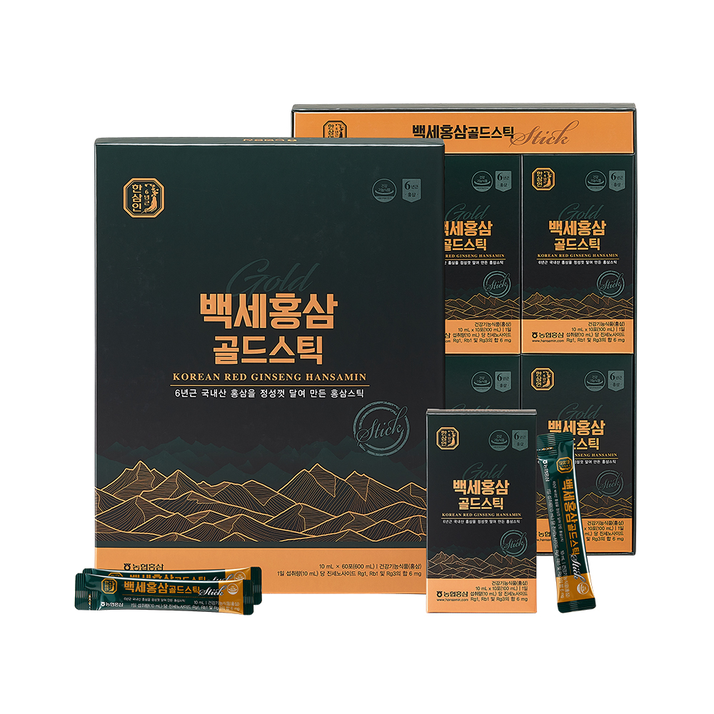 한삼인 백세홍삼골드스틱 10ml x 60포(60일분) 1세트+쇼핑백증정
