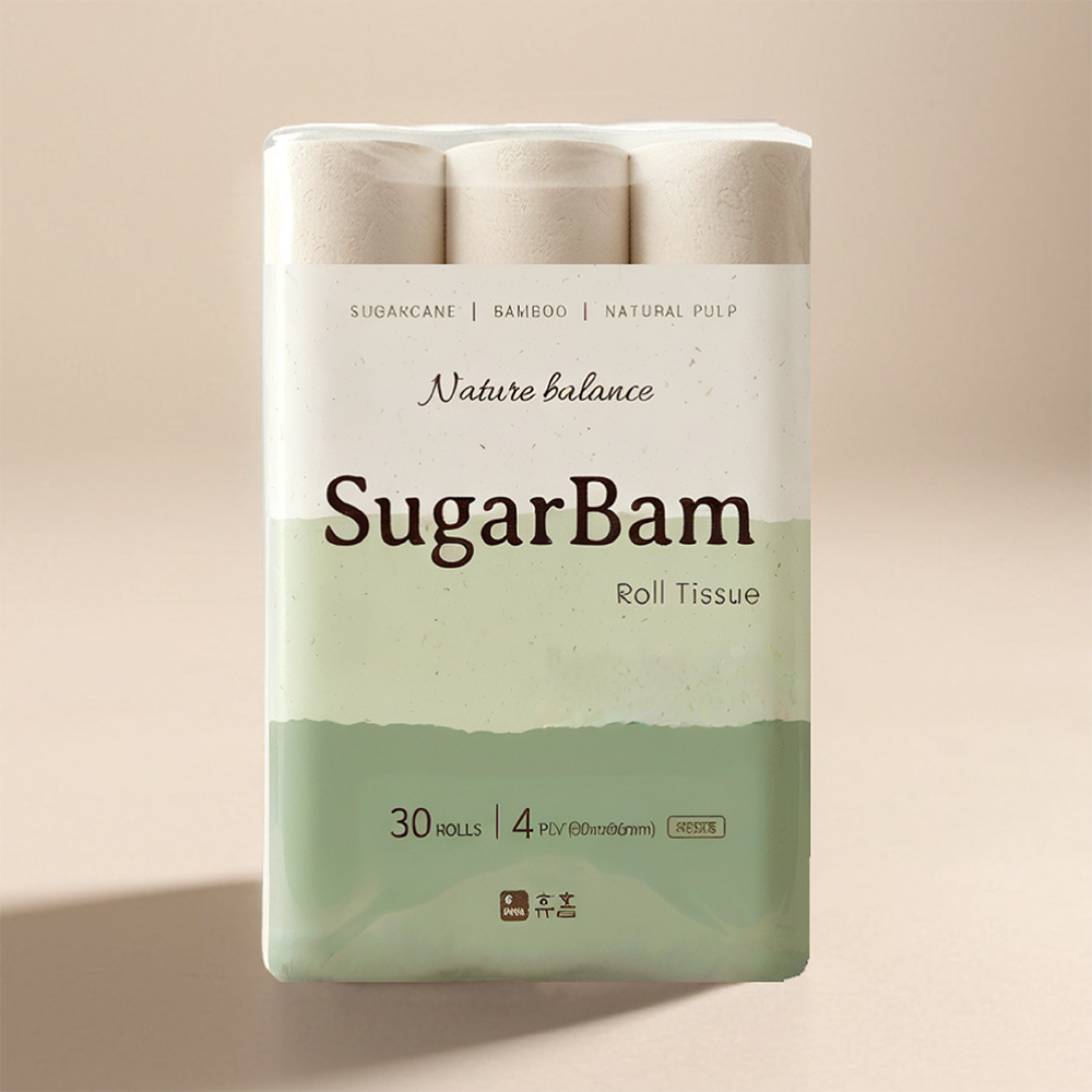휴홈 슈가밤 사탕수수+대나무 천연펄프 4겹 화장지 30m 30롤