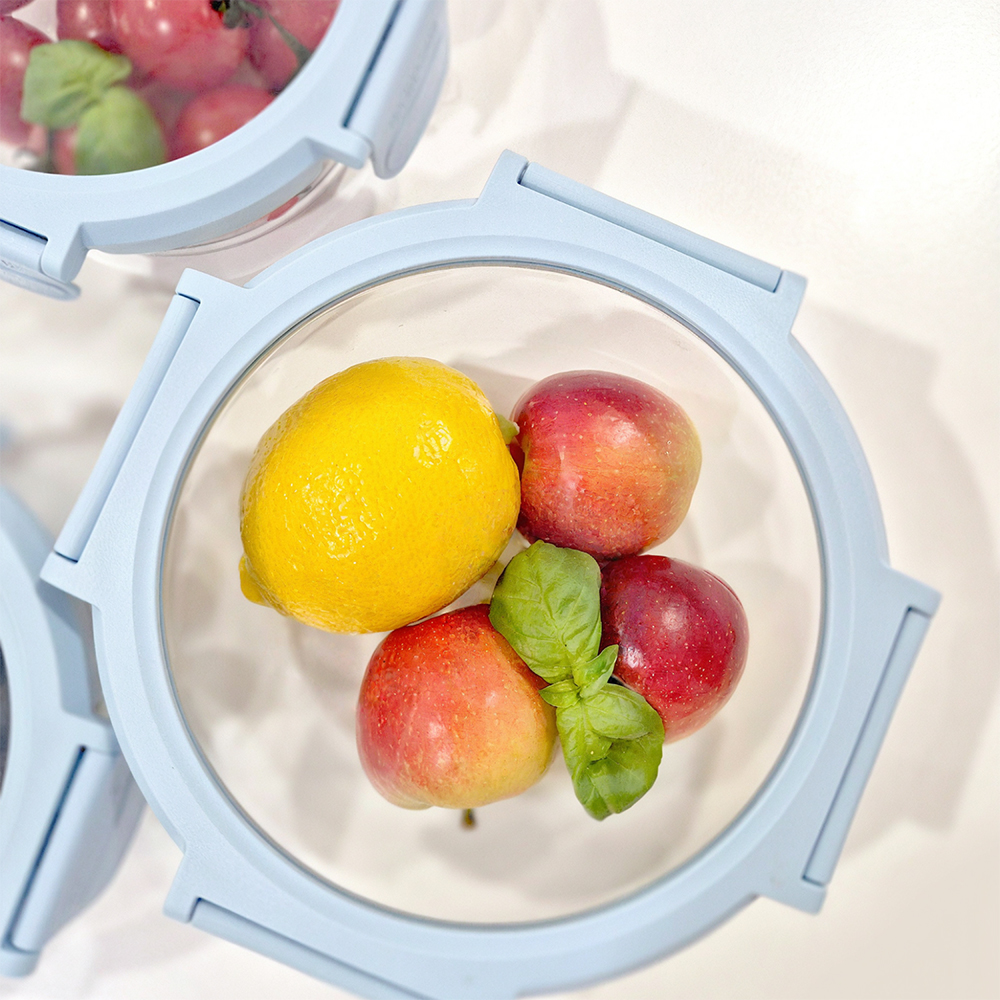 휴홈 더 투명한 바이오 글라스 유리 밀폐용기 원형 4종 세트