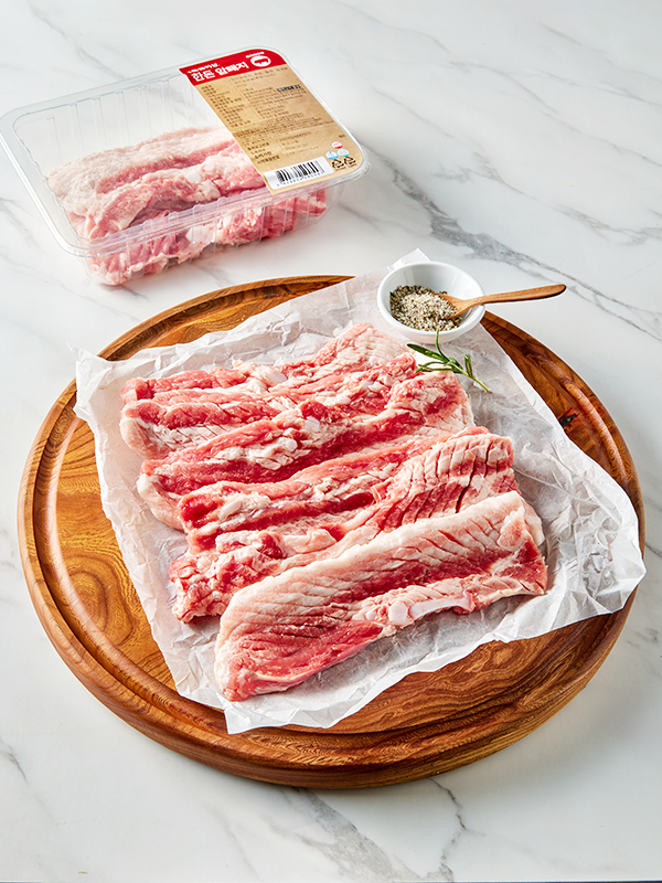 [입점특가] 1등급이상 우리암퇘지 한돈 칼집 삼겹살(구이용/500g)