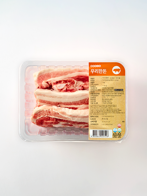 우리한돈 1등급 삼겹살(구이용, 1kg)