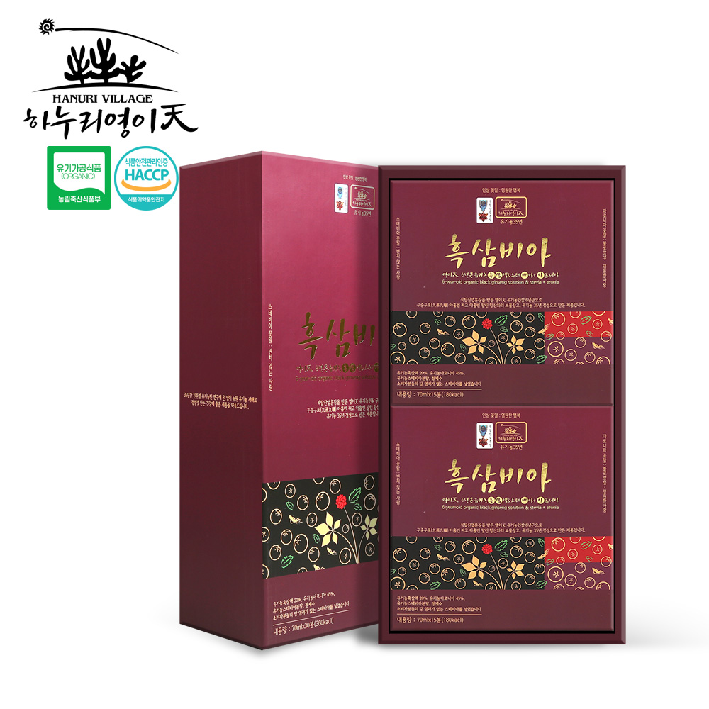 영이天  흑삼비아 (6년근 유기농 흑삼액&스테비아+아로니아) 70ml x15봉 대표이미지 섬네일