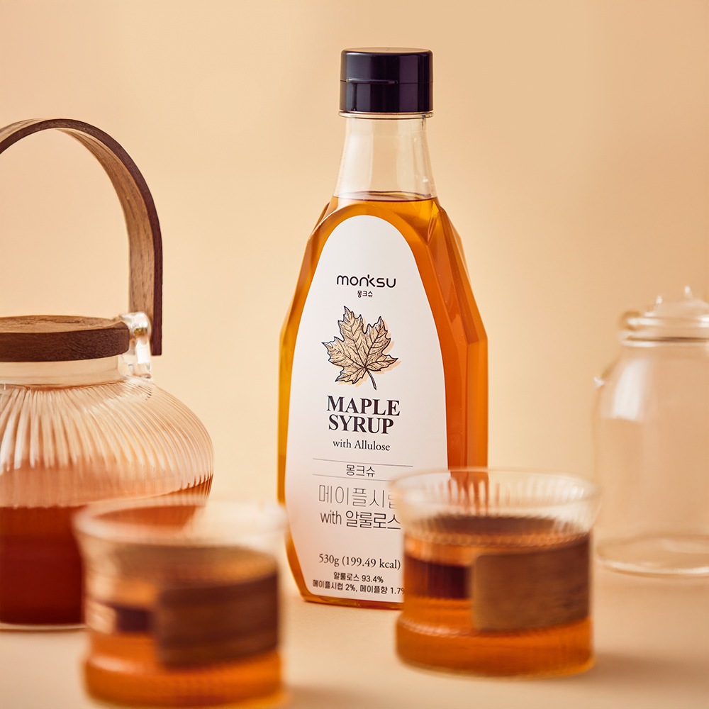 몽크슈 저칼로리 저당 메이플 시럽 with 알룰로스 530g 무설탕 슈가프리 알룰로스