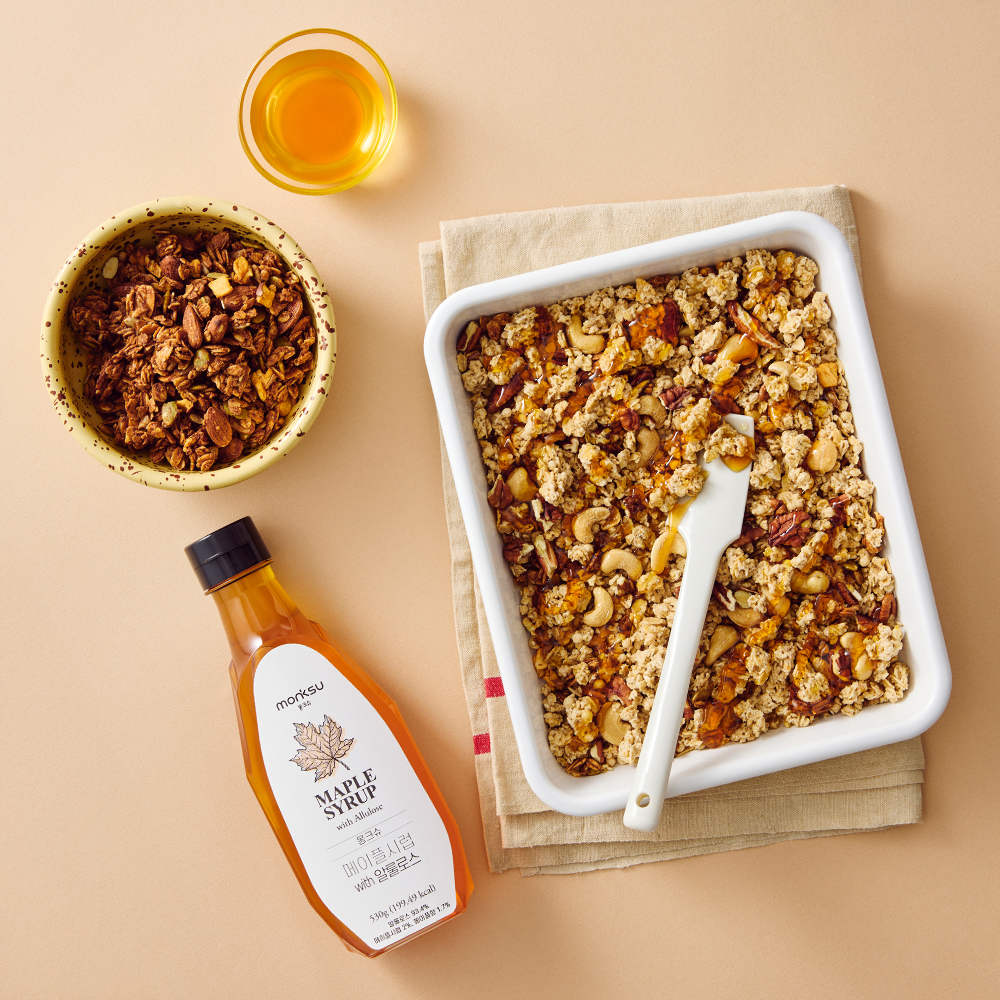 몽크슈 저칼로리 저당 메이플 시럽 with 알룰로스 530g 무설탕 슈가프리 알룰로스