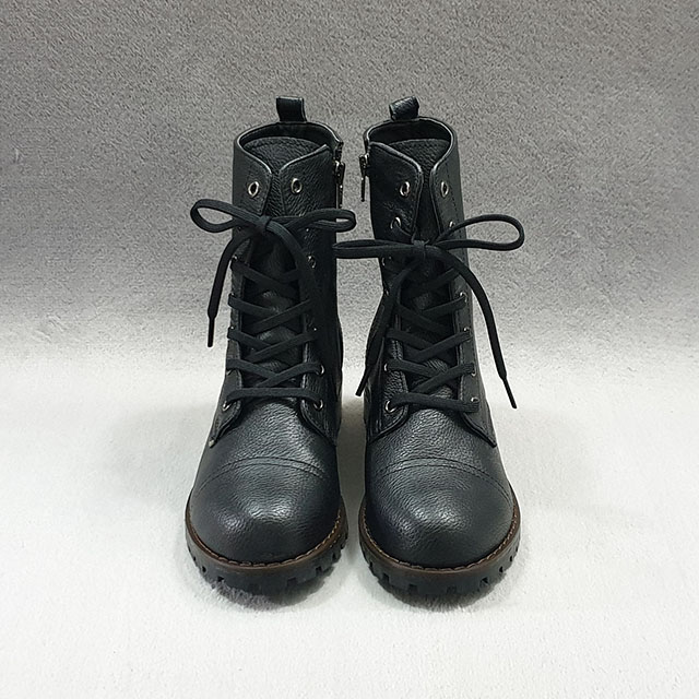 부아 국산 레이스업 통굽 미들 키높이 여성워커 5cm