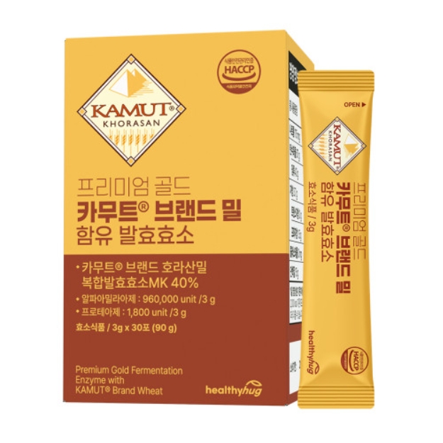 헬씨허그 프리미엄골드 카무트 브랜드밀함유발효효소  30포