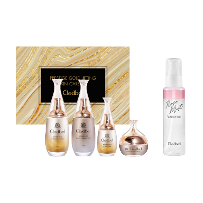 [끌레드벨] 프레스티지 골드 리프팅 스킨케어 (4종) 세트 + 끌레드벨 로즈 미스트100ml