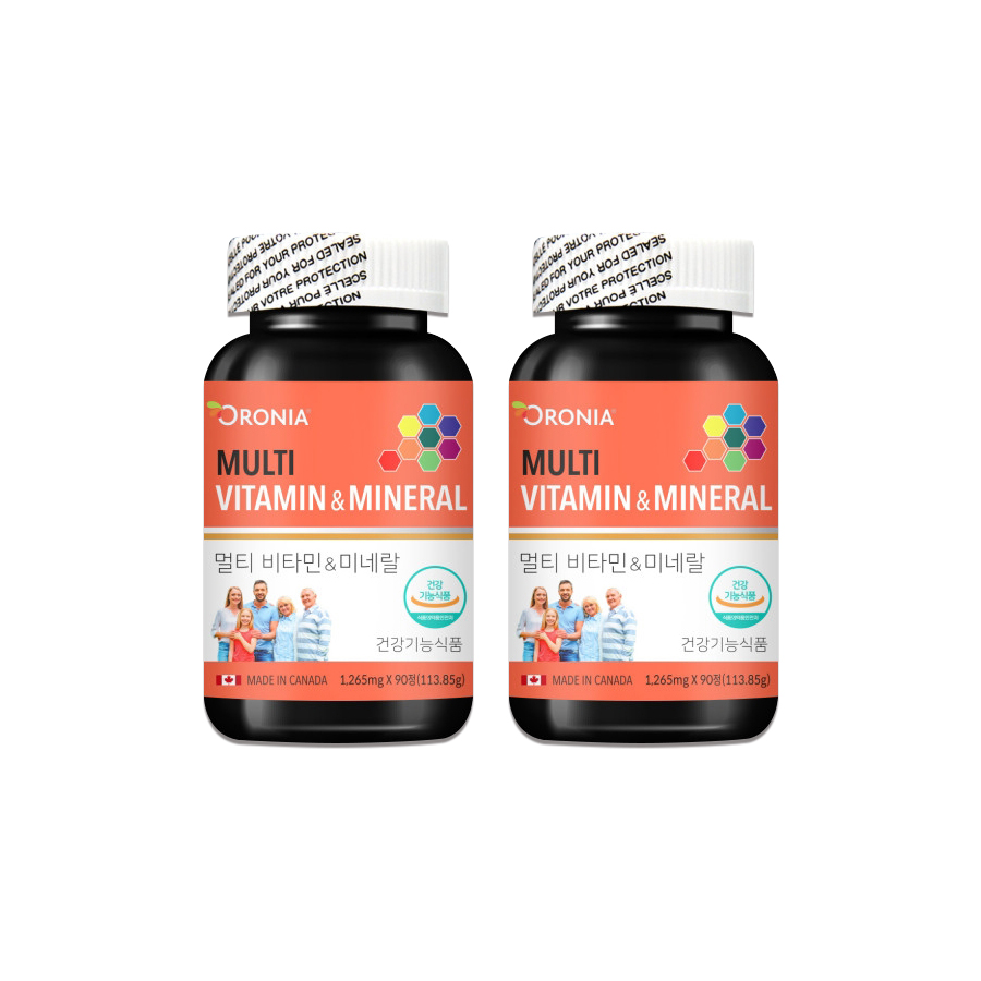 오로니아 멀티 비타민 미네랄 종합 영양제 무기질 1265mg x 90정 2통 (6개월분)