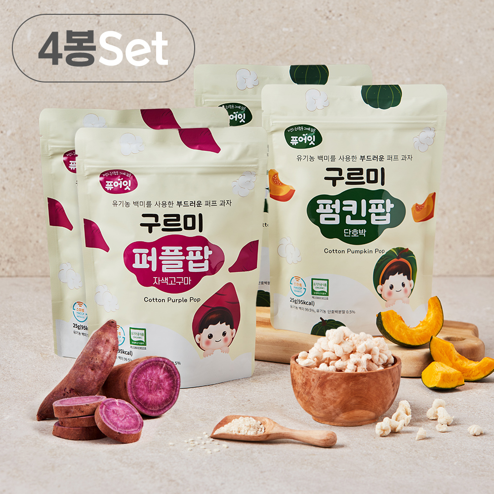 퓨어잇 구르미 애플팝 사과 퍼프 부드러운 스위트 과자 아기 간식 대표이미지 섬네일