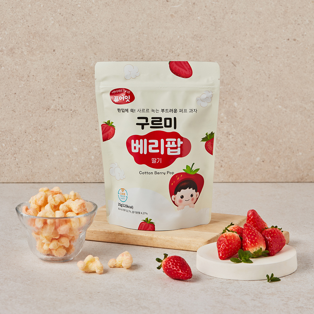 퓨어잇 구르미 베리팝 딸기 퍼프 부드러운 스위트 과자 아기 간식 대표이미지 섬네일