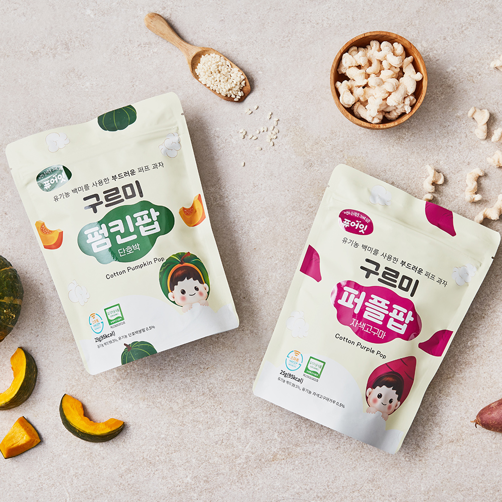 퓨어잇 구르미 나나팝 바나나 퍼프 부드러운 스위트 과자 아기 간식