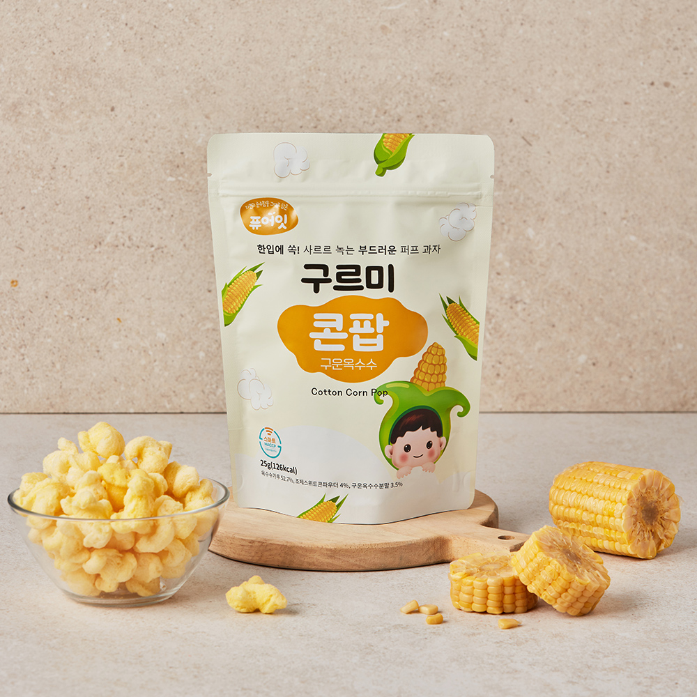 퓨어잇 구르미 콘팝 구운옥수수 퍼프 부드러운 스위트 과자 아기 간식 대표이미지 섬네일