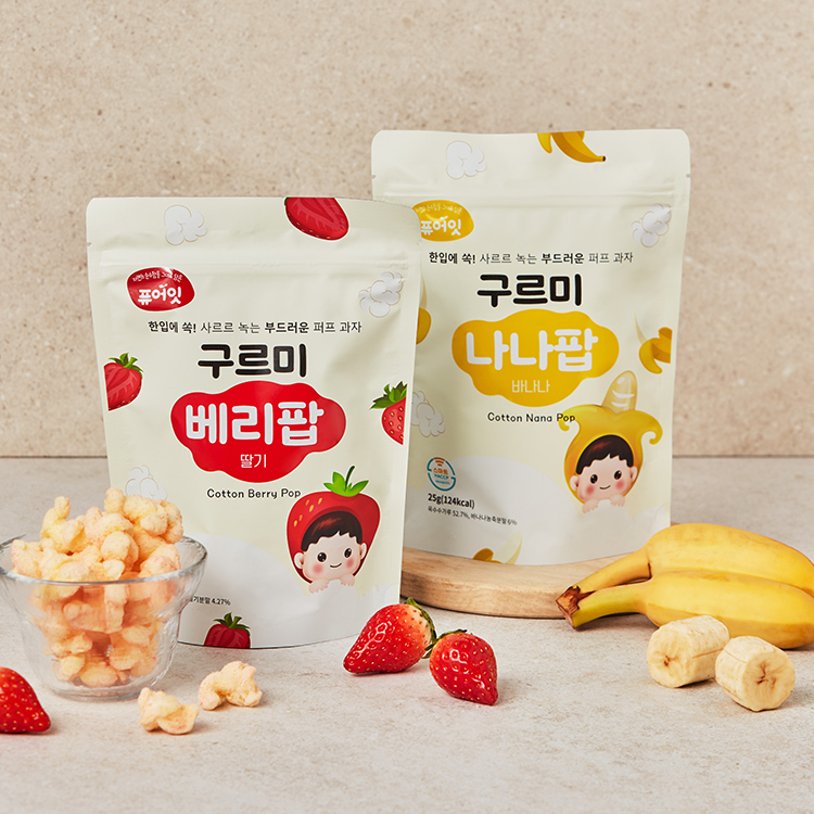퓨어잇 구르미팝 스위트 퍼프 4종세트 부드러운 아기과자 유아 간식
