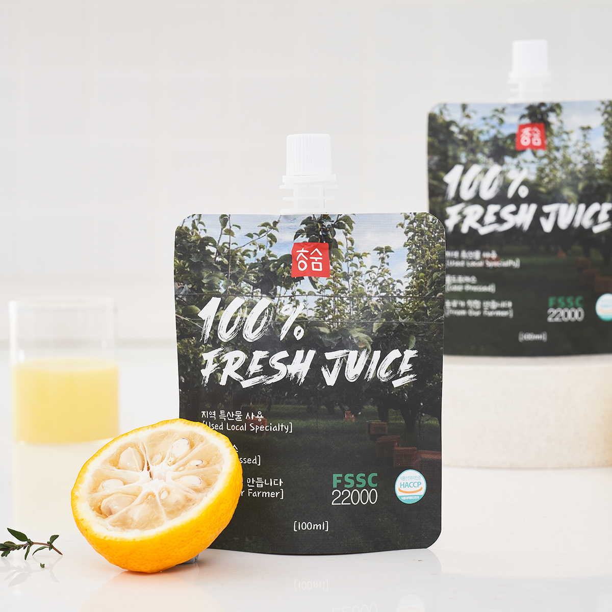 청숨 NFC 100% 유자 냉동착즙 주스 100ml 1kg 18kg