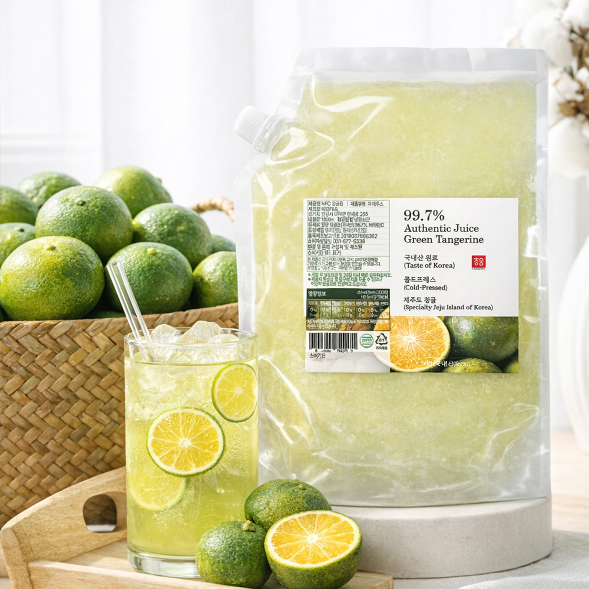 청숨 NFC 100% 청귤 냉동착즙 주스 100ml 1kg 18kg