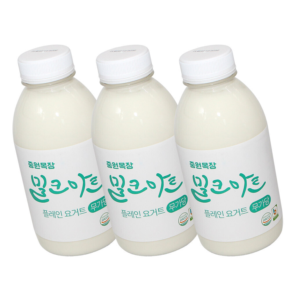 중원목장 밀크아트 수제요거트 플레인요거트 500ml x 3병