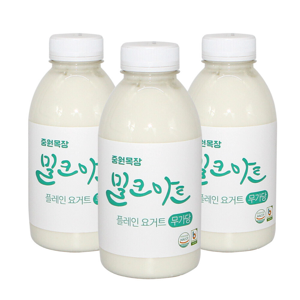 중원목장 밀크아트 수제요거트 플레인요거트 500ml x 3병 대표이미지 섬네일