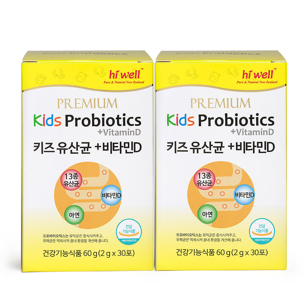 하이웰 키즈 유산균 비타민D 아연 프로바이오틱스 2g x 30포 2통 (2개월분)