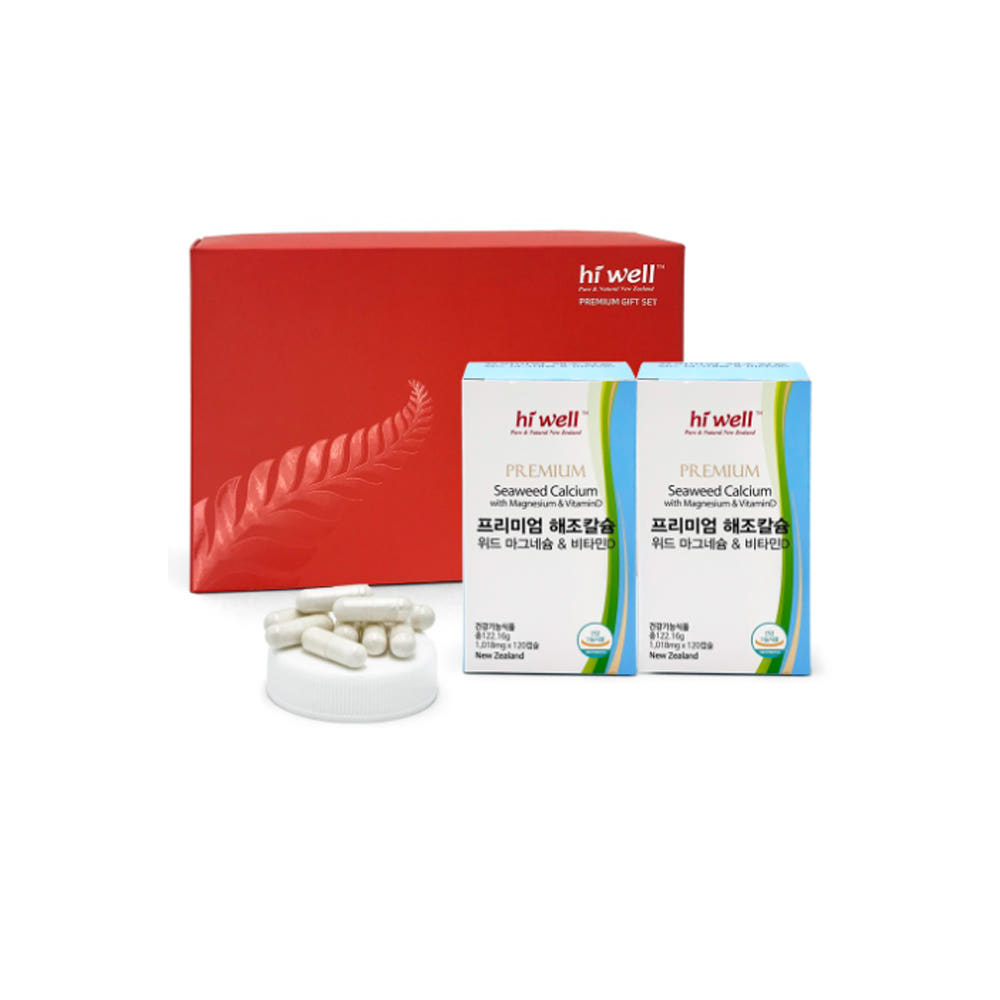 [선물세트] 하이웰 해조칼슘 마그네슘 비타민D 1018mg x 120캡슐 2개