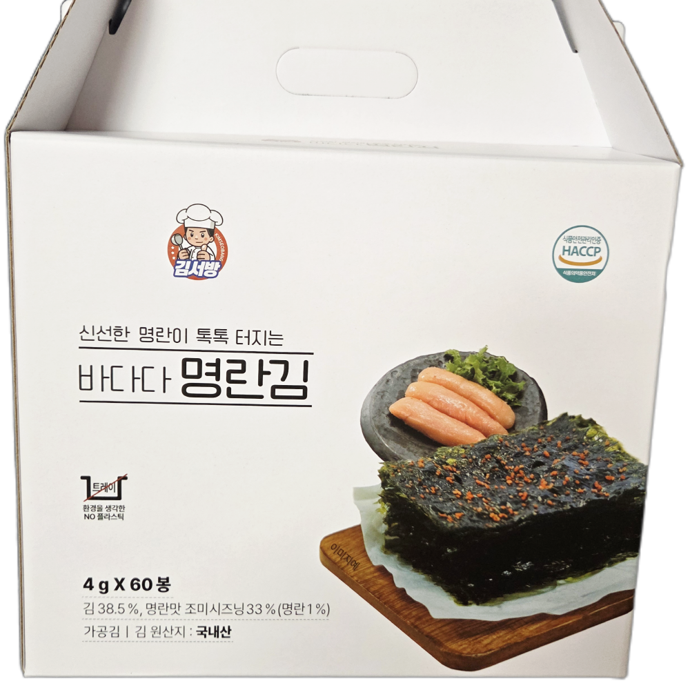 김 바다다 명란김 선물세트 (4g x 20봉) x 3박스(60봉)