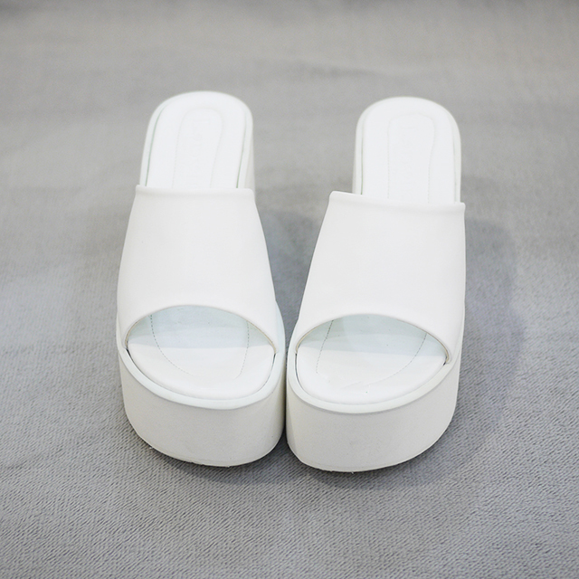 마던 국산 발편한 미용실 한복 통굽 화이트 키높이 슬리퍼 10cm