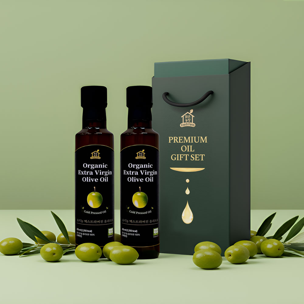 [선물세트] 맑은농장 유기농 엑스트라버진 올리브오일 250ml×2병