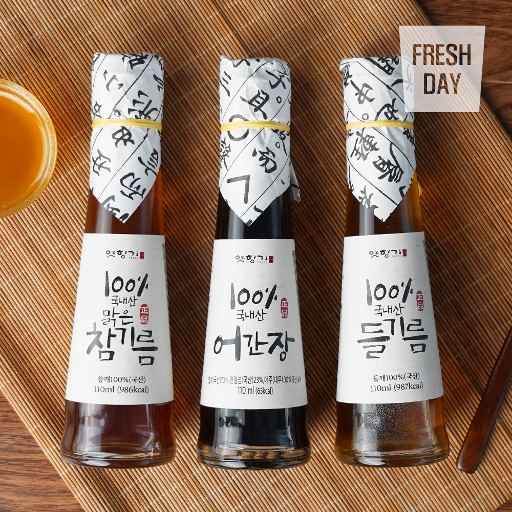 국내산 옛향기 수제 3종 선물세트 (참기름 들기름 어간장)