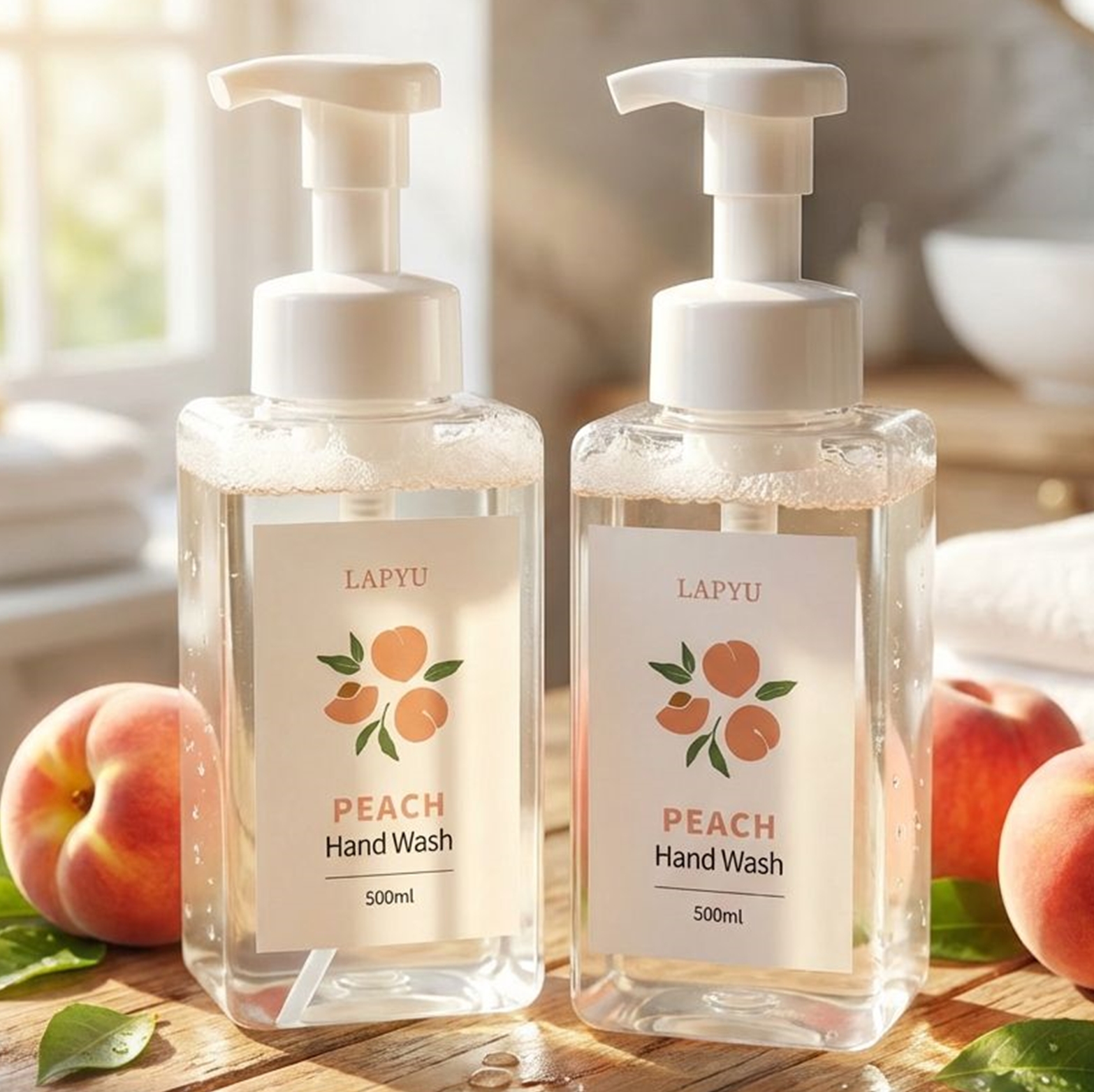 라퓨 핸드워시 거품 피치향, 2개, 300ml/500ml