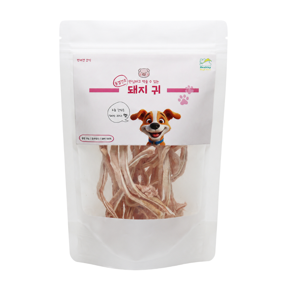 헬시하이펫 강아지 동결건조 돼지귀슬라이스 국내산, 50g