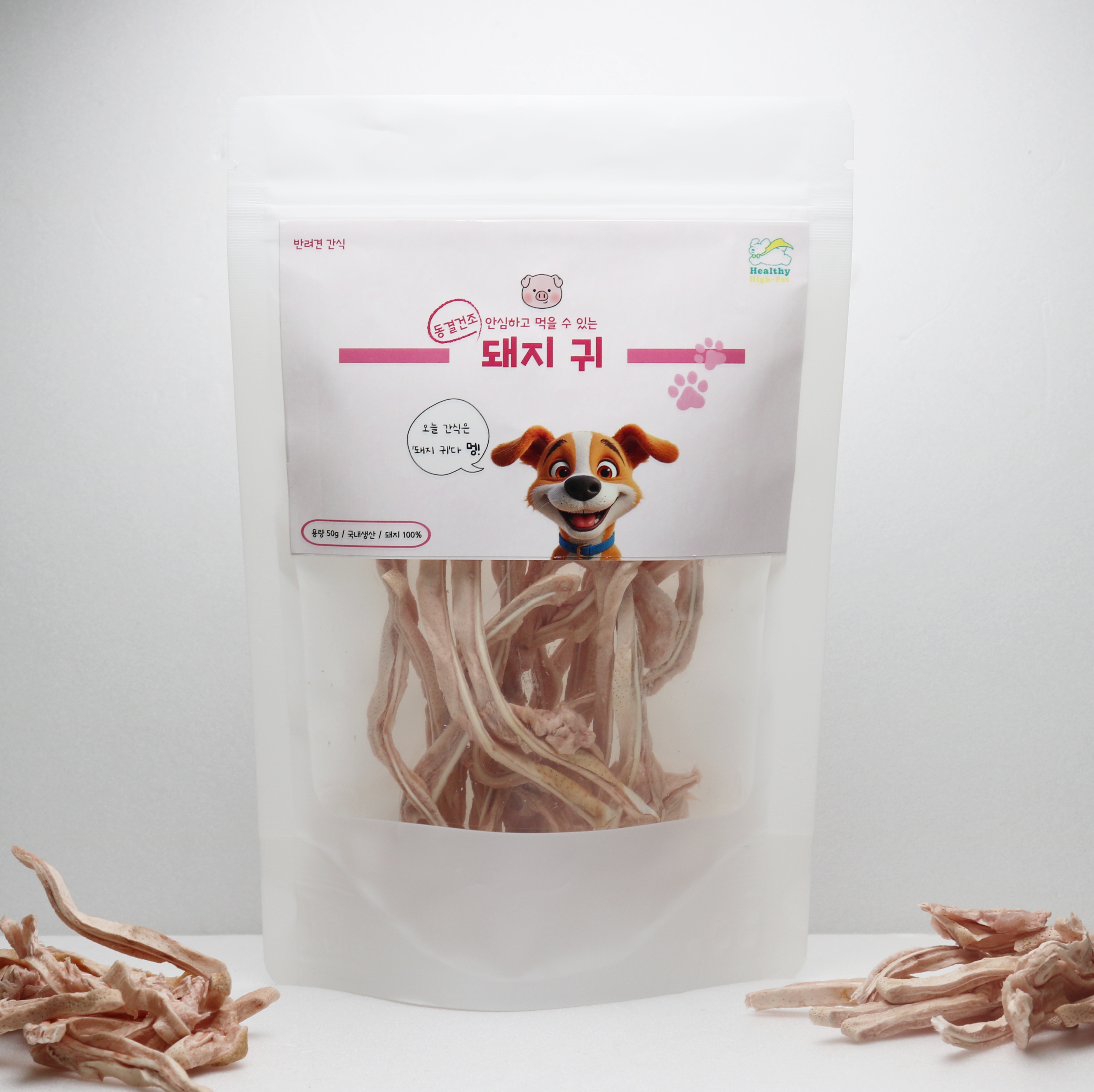 헬시하이펫 강아지 동결건조 돼지귀슬라이스 국내산, 50g
