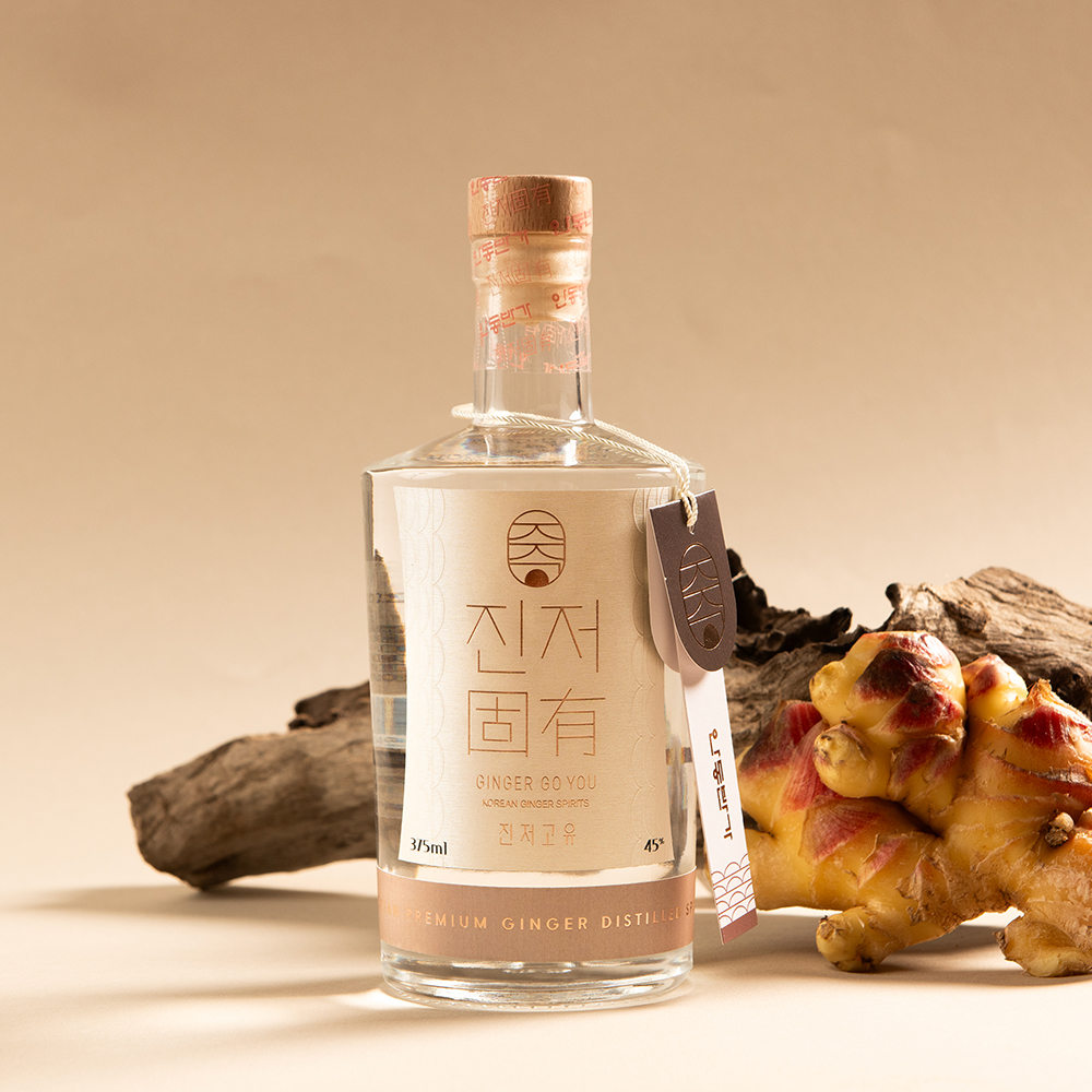 진저고유45 안동 순수 생강 발효 증류주 술 전통주 진저스피릿 선물 45도 375ml 1병