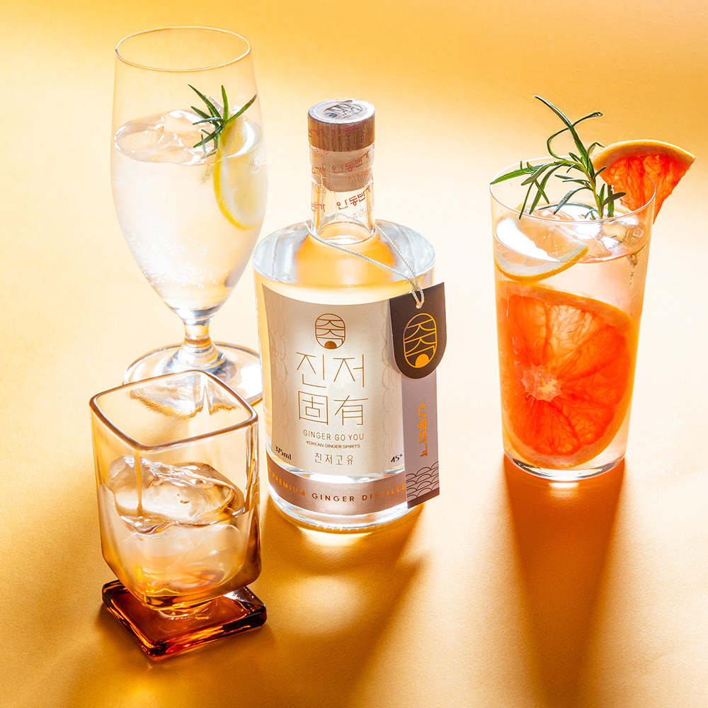 진저고유45 안동 순수 생강 발효 증류주 술 전통주 진저스피릿 선물 45도 375ml 1병