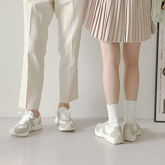 도타 국산 패턴라인 패브릭 키높이 통굽 스니커즈 4cm