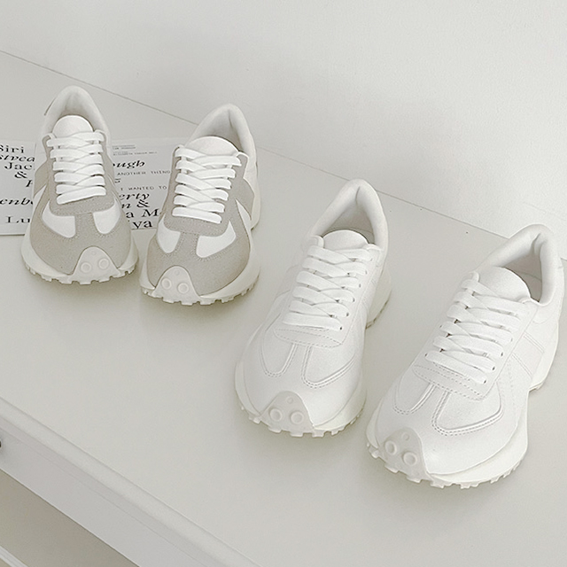 도타 국산 패턴라인 패브릭 키높이 통굽 스니커즈 4cm