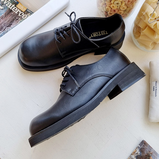 네드 국산 남자 무광 블랙 빅사이즈 레이스업 더비 로퍼 4cm