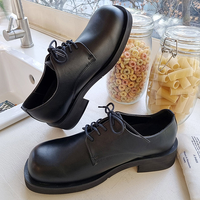 네드 국산 남자 무광 블랙 빅사이즈 레이스업 더비 로퍼 4cm