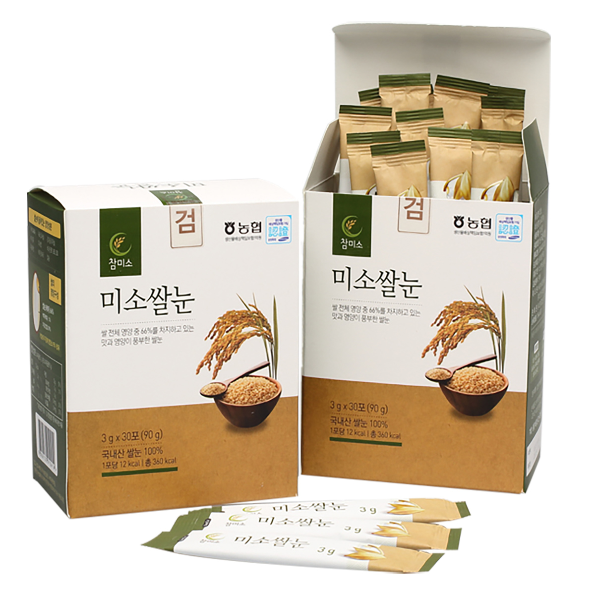 참미소 미소쌀눈스틱 3g 30포 국내산 볶은 쌀눈 스틱