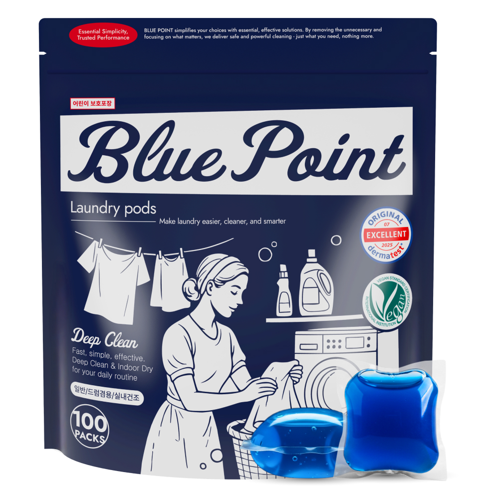 [더마테스트인증/비건]블루포인트_캡슐세탁세제 100개 (일반/드럼겸용/실내건조)